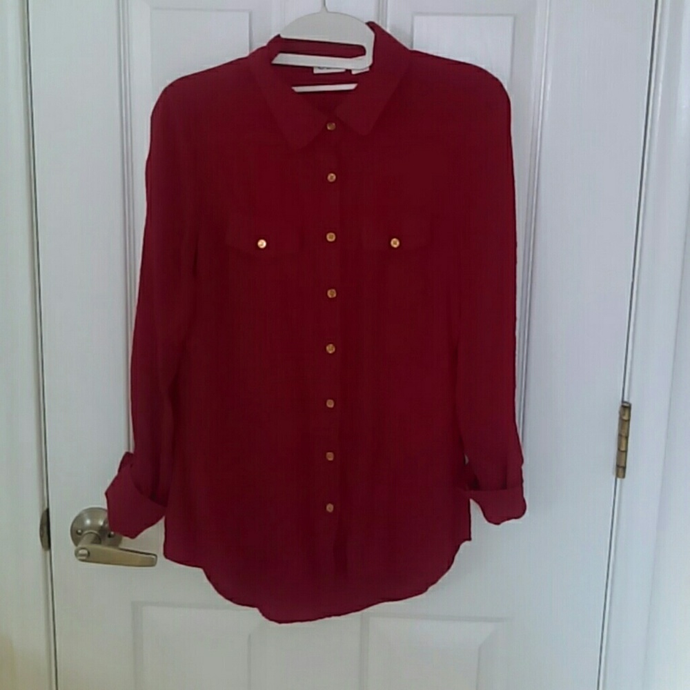 👄Red Button Down (Women's)👄
